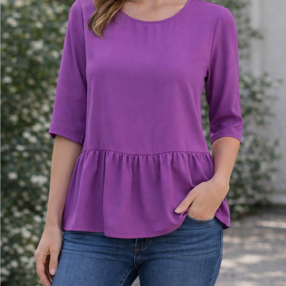 Banana Republic Lilac Ruffle Hem Blouse